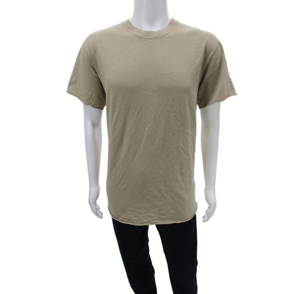 John Elliott Mens Basic Beige Cotton T-Shirt Size L